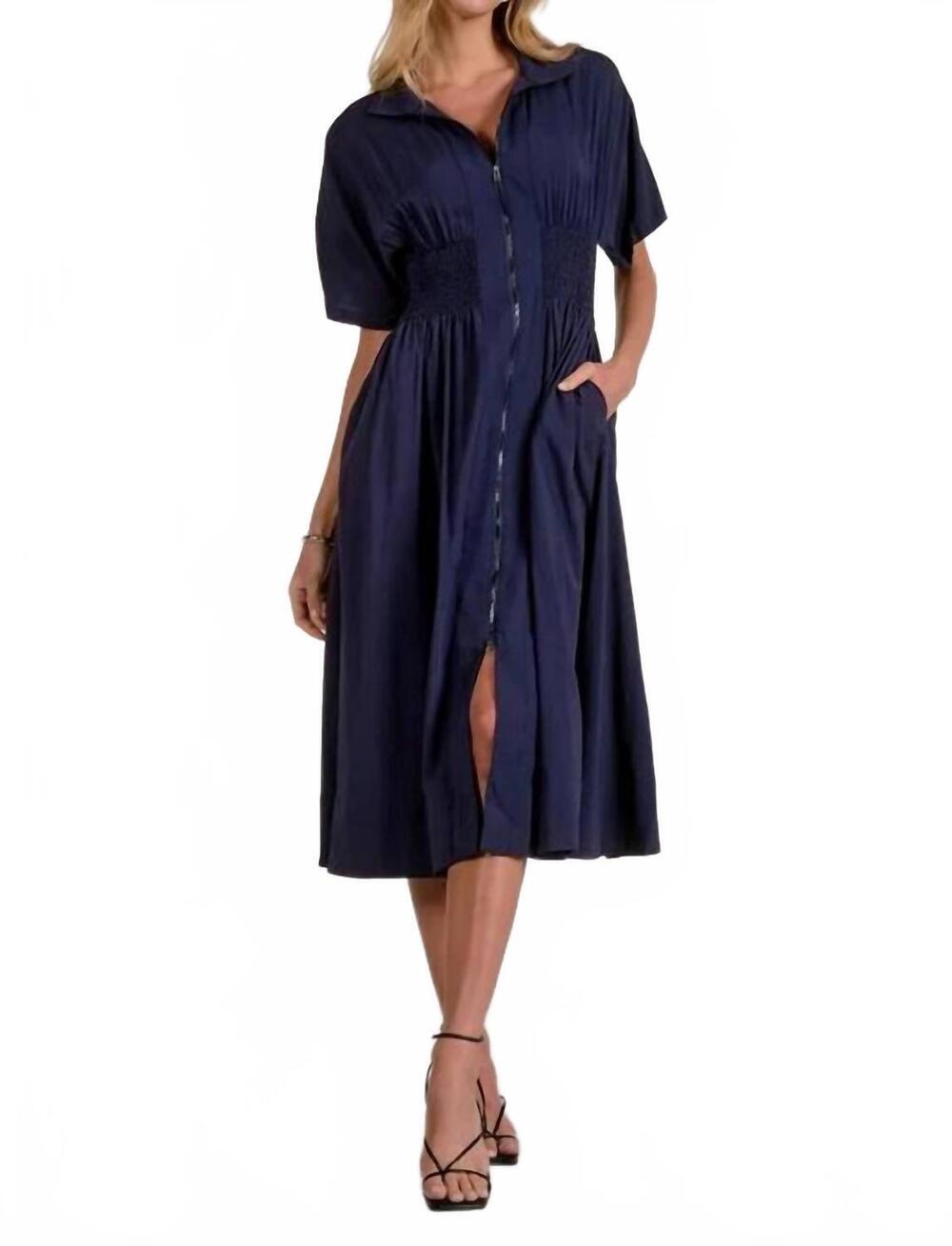 NEW ELAN elle midi dress in navy